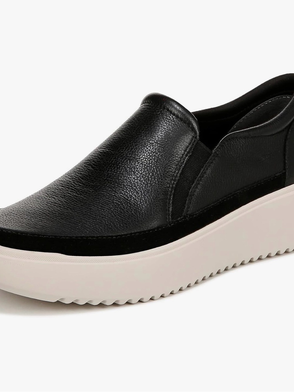 Vionic Black Slip-On Platform Sneaker with Cream Sole